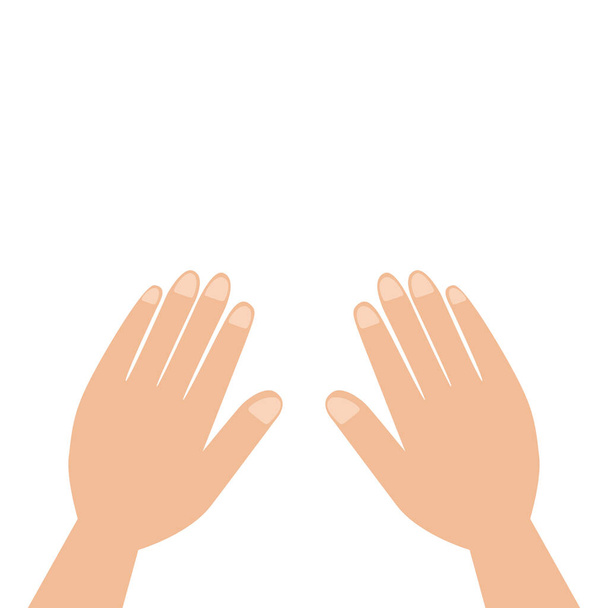 Κλείστε τα χέρια απομονώνονται σε λευκό φόντο. Δύο παλάμες με δάχτυλα. Μέρος του σώματος - Διάνυσμα, εικόνα