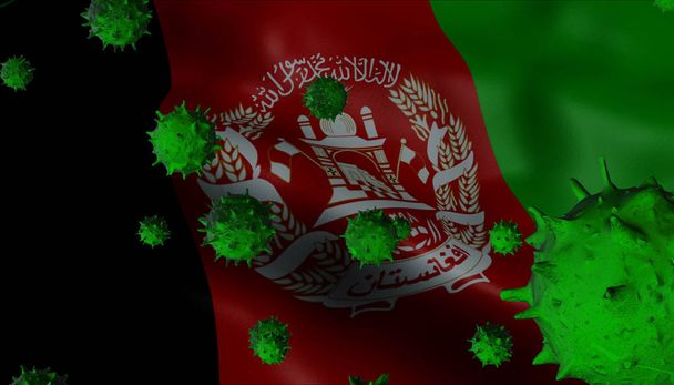 Virus Corona focolaio con la bandiera dell'Afghanistan - Coronavirus Concep
 - Foto, immagini