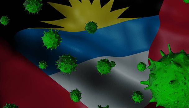 Éclosion de virus de la couronne avec le drapeau d'Antigua-et-Barbuda - Coronaviru
 - Photo, image