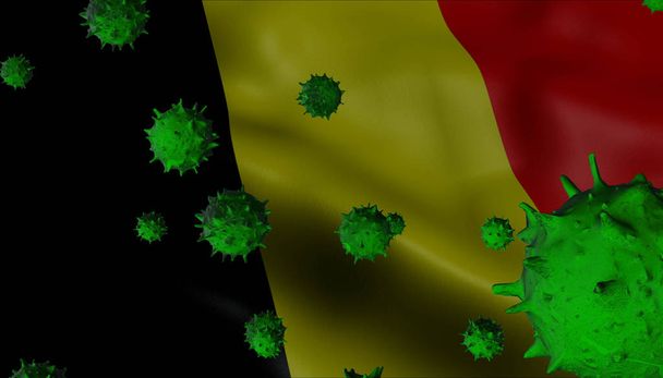 ベルギーの旗とコロナウイルスの発生-コロナウイルスの概念 - 写真・画像
