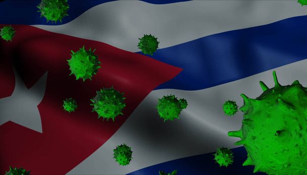 Éclosion de virus de la couronne avec drapeau cubain - concept de coronavirus
 - Photo, image