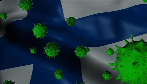 Coronavirus-Ausbruch mit finnischer Flagge - Coronavirus-Konzept - Foto, Bild