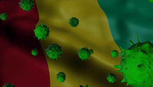 Brote de Virus Corona con Bandera de Guinea - Concepto de Coronavirus
 - Foto, imagen