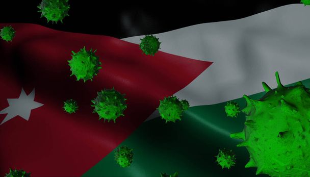 Éclosion de virus de la couronne avec drapeau jordanien - concept de coronavirus
 - Photo, image