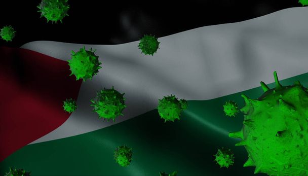 Éclosion de virus de la couronne avec drapeau palestinien - concept de coronavirus
  - Photo, image