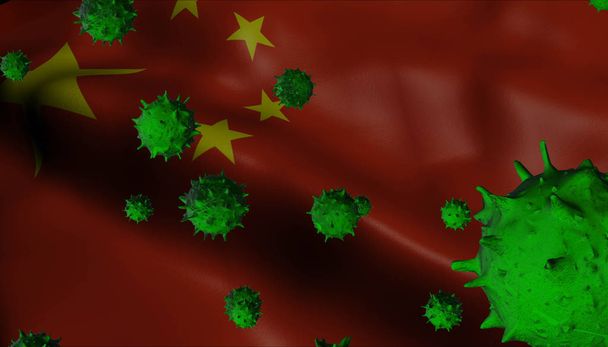 Corona Virus Outbreak with Republic of China Flag - Coronavirus  - Фото, изображение