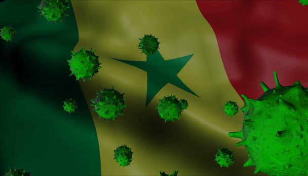 Éclosion de virus de la couronne avec drapeau sénégalais - Coronavirus Concept Fl
 - Photo, image