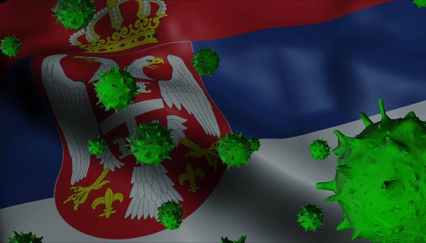 Virus Corona focolaio con la bandiera della Serbia - Coronavirus Concept Fla
 - Foto, immagini