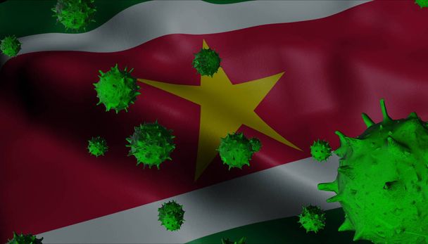 Virus Corona focolaio con Suriname Bandiera - Coronavirus Concept F
 - Foto, immagini
