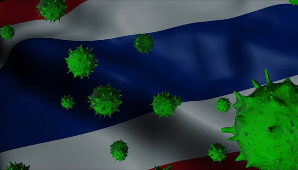 Brote de Virus Corona con Bandera de Tailandia - Coronavirus Concept F
 - Foto, imagen