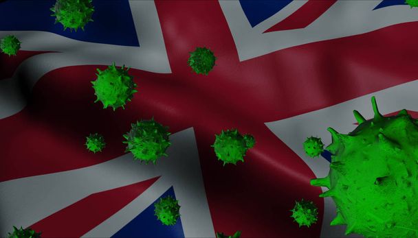 Éclosion de virus de la couronne avec drapeau du Royaume-Uni - Coronavirus Con
 - Photo, image
