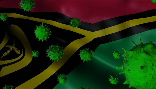 Brote de Virus Corona con Bandera de Vanuatu - Coronavirus Concept Fl
 - Foto, Imagen