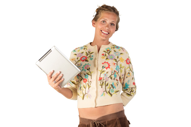 Mujer sosteniendo tableta
 - Foto, imagen