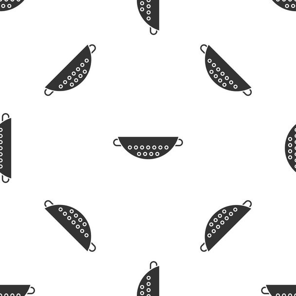 graues Küchensieb-Symbol isoliert nahtloses Muster auf weißem Hintergrund. Kochutensilien. Besteckschild. Vektorillustration - Vektor, Bild