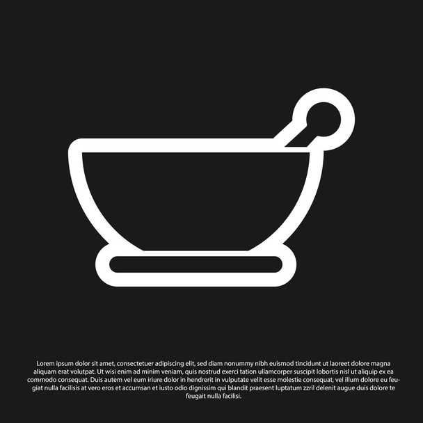 Black Mortar and pestle icon isolated on black background.  Vector Illustration - Vector, Image