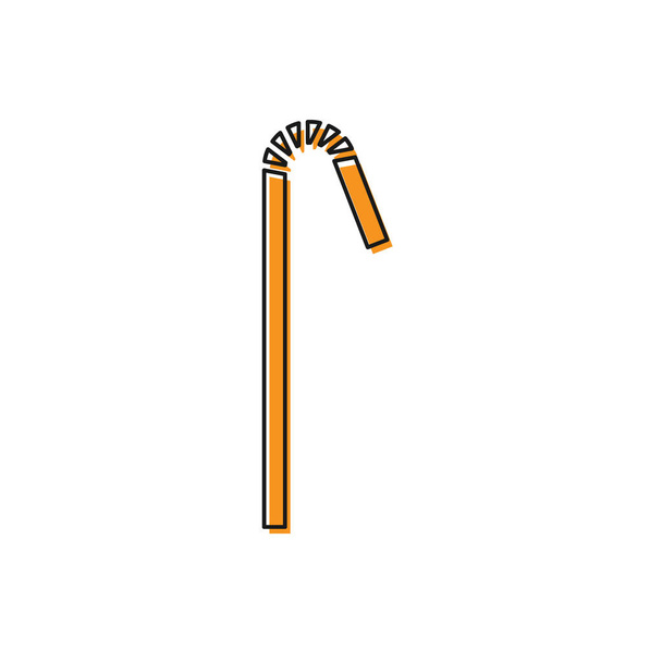 Orange Drinking plastic straw icon isolated on white background.  Vector Illustration - Vector, Image