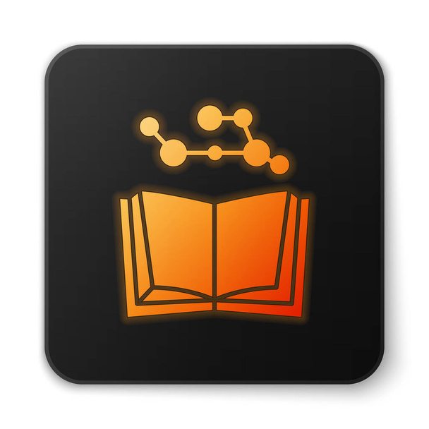 Оранжевый перчаточный неон Иконка Открытой книги выделена на белом фоне. Черная квадратная кнопка. Векторная миграция
 - Вектор,изображение