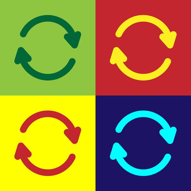 Kleur Vernieuwen pictogram geïsoleerd op kleur achtergrond. Herlaad het symbool. Draaipijlen in een cirkelteken. Vector Illustratie - Vector, afbeelding