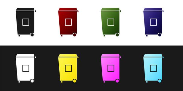Set Mülleimer-Symbol isoliert auf schwarz-weißem Hintergrund. Mülleimer-Schild. Papierkorb-Symbol. Büromüll-Ikone. Vektorillustration - Vektor, Bild