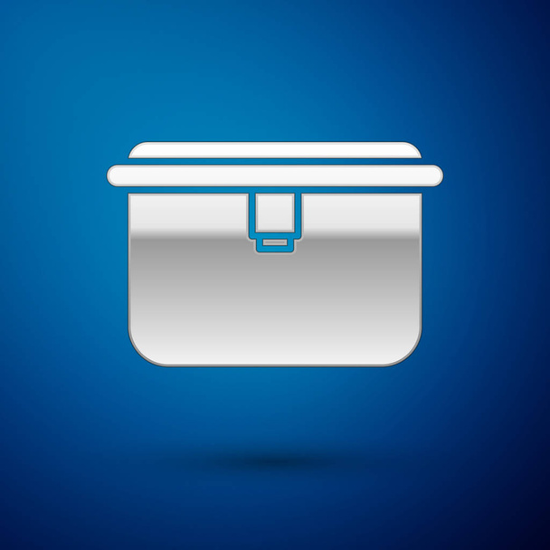 Silver Lunch box icon isolated on blue background.  Vector Illustration - Διάνυσμα, εικόνα