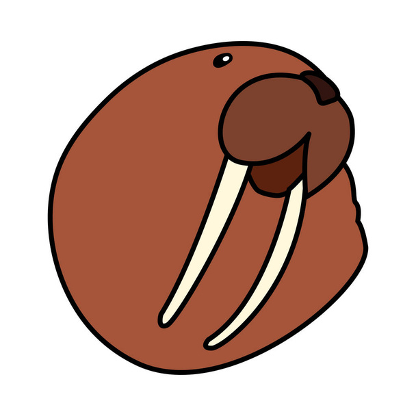 kop van walrus op een witte achtergrond - Vector, afbeelding