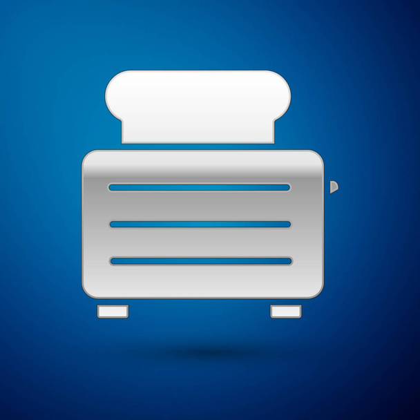 Silver Toaster with toasts icon isolated on blue background.  Vector Illustration - Vector, Image