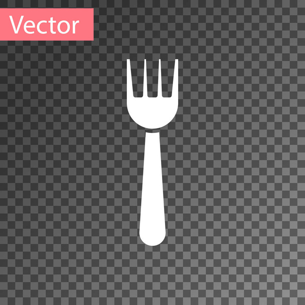 White Disposable plastic fork icon isolated on transparent background.  Vector Illustration - Vektör, Görsel
