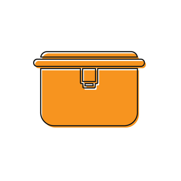 Pomarańczowa ikona pudełka na lunch na białym tle. Ilustracja wektora - Wektor, obraz