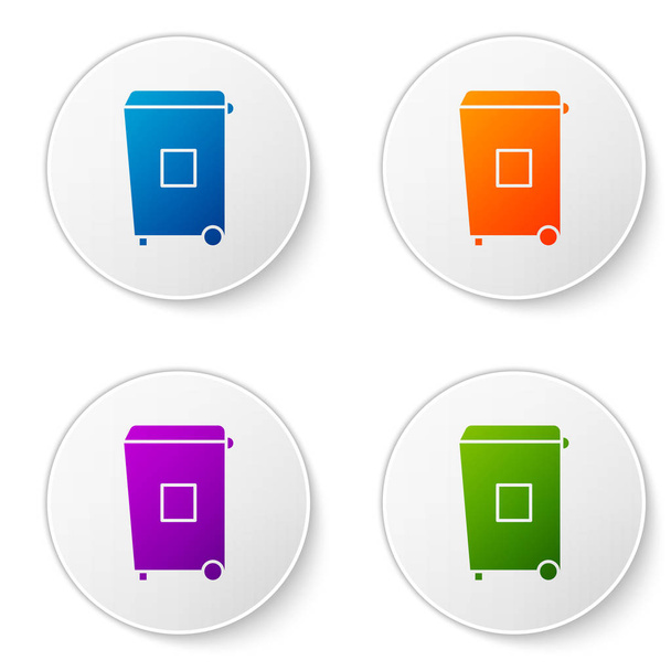 Color Trash can icon isolated on white background. Garbage bin sign. Recycle basket icon. Office trash icon. Set icons in circle buttons. Vector Illustration - Vector, Image