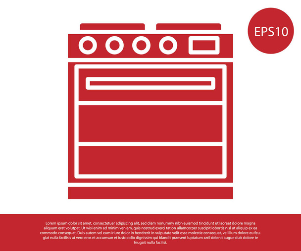 Red Oven icoon geïsoleerd op witte achtergrond. Een gasovenbord. Vector Illustratie - Vector, afbeelding