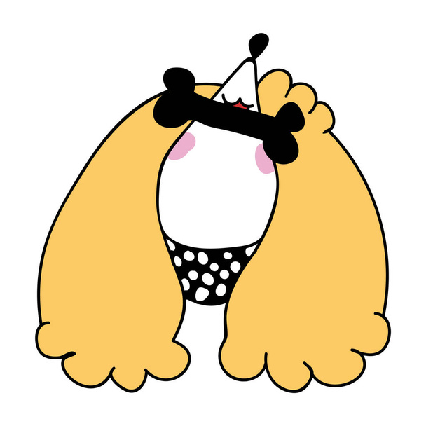 Roztomilý kawaii pudl štěně pes s kostěným vektorem kliparty. Japonský styl karikatura usměvavé zvíře. Rozkošný dívčí ručně kreslený náčrt psích ilustrací. Eps 10.  - Vektor, obrázek