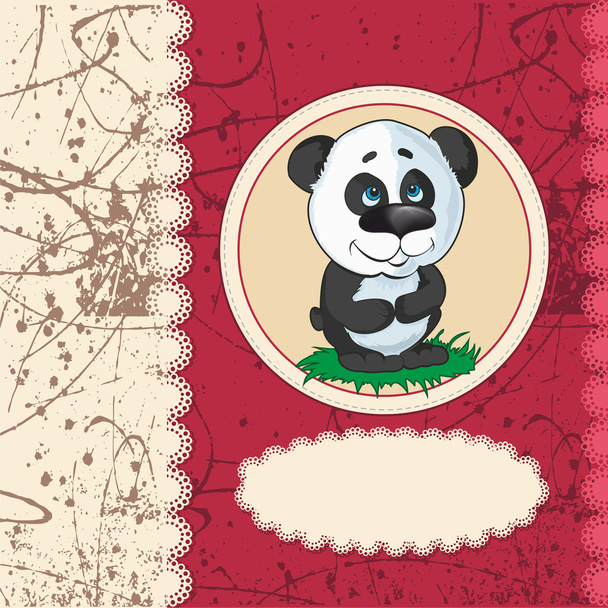 vektor rajzfilm panda vintage kártya - Vektor, kép
