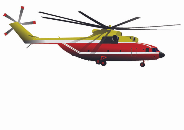 Air force. Red-yellow helicopter. EPS10 Vector illustration - Вектор, зображення