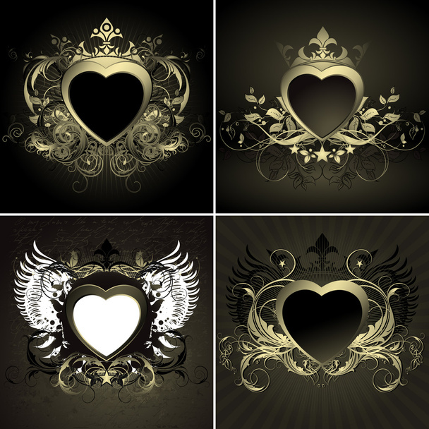 Ornate hearts - Wektor, obraz