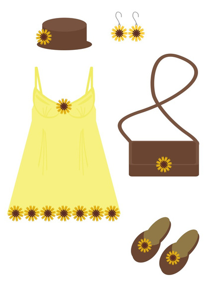 Lady's dress and accessories - Διάνυσμα, εικόνα