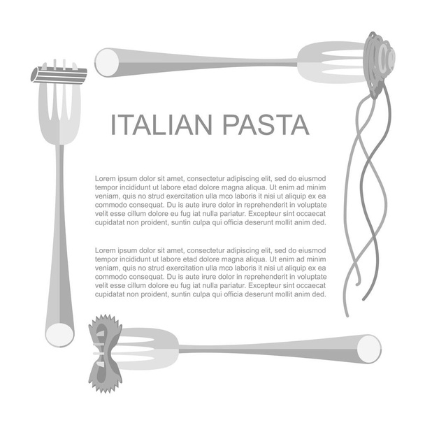 Stylish pasta and fork - Вектор,изображение