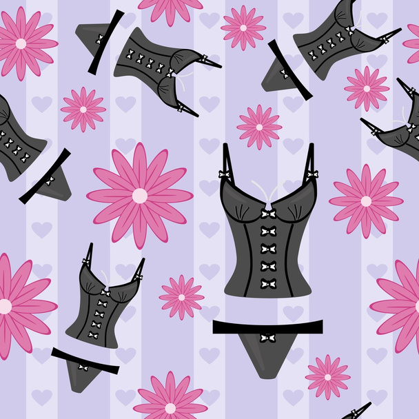 Background with lingerie and flowers - Vektör, Görsel