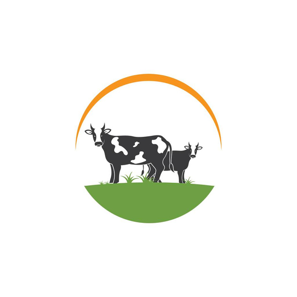 牛ロゴベクトルイラストテンプレート - ベクター画像