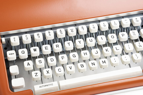 Portable Manual Typewriter In Red Orange - Photo, image