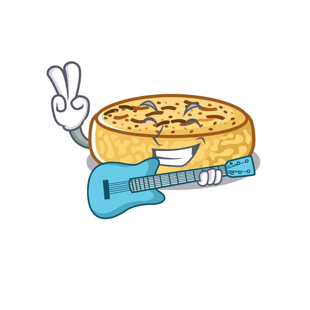 A picture of crumpets the playing a guitar - Вектор,изображение