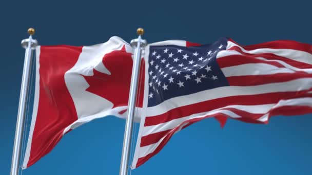 4k Kesintisiz Amerika Birleşik Devletleri ve Kanada Bayrakları arka plan, Amerika Can Ca. - Video, Çekim