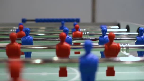 Panning view of - foosball, table soccer. Team sport, table football players. Competitive table game - Footage, Video