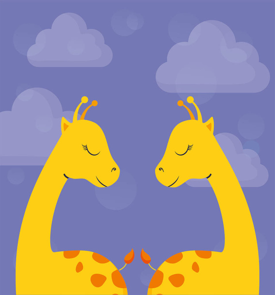 Cartoni animati giraffe e nuvole progettazione vettoriale
 - Vettoriali, immagini