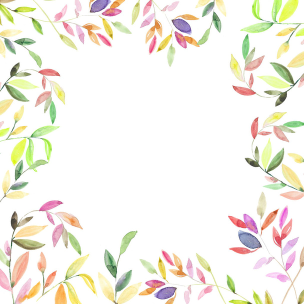 Акварель з тропічним листям в японському стилі. Ручний малюнок для друку, плаката, фону, копії простору - Фото, зображення