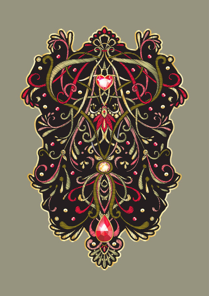 Patch, embroidery imitation. Decorative motif - Vector, Imagen
