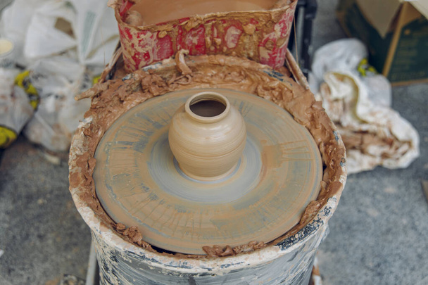 raw clay vase hand made object pottery process - Fotoğraf, Görsel