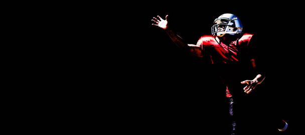 American Football Player isolated on black background  - Photo, Image