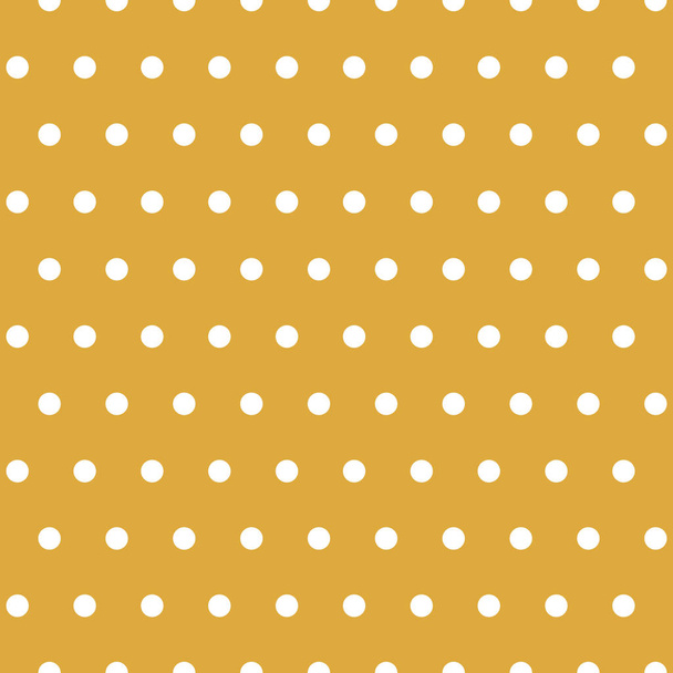 Dot pattern in ochre and white. Polka dot vector seamless repeat background design. - Vector, Image