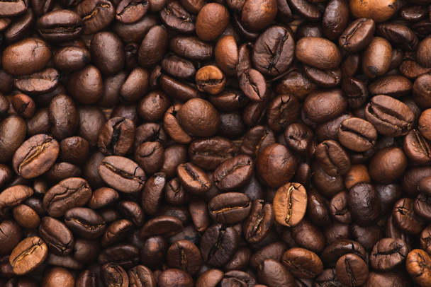 top view of fresh roasted coffee beans background - Fotografie, Obrázek
