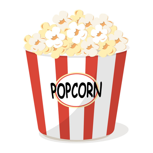 Klassieke popcorn emmer. Rood-wit gestreepte popcorn emmer - Vector, afbeelding